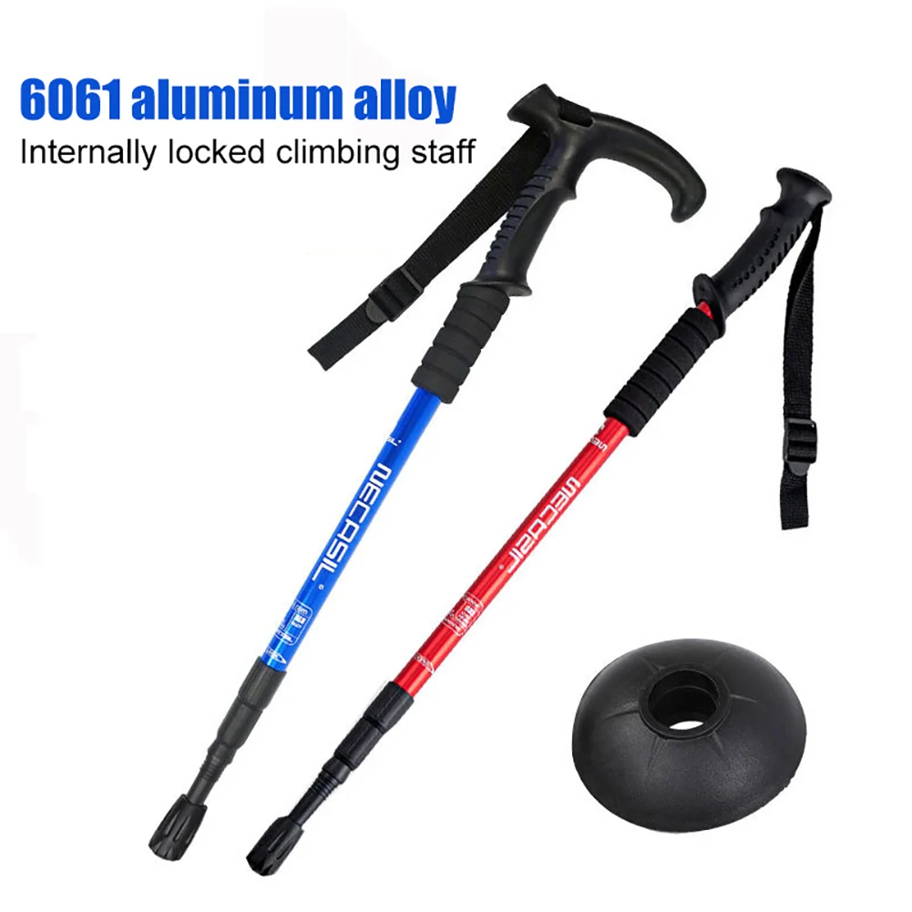 3SectionOutdoorClimbingPolesAluminiumAlloyTelescopicPortable