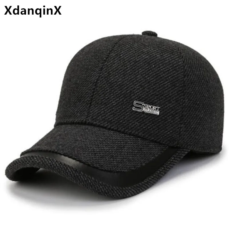 

Sutumn Winter Warm Caps For Men Simple Fashion Baseball Cap Keep Warm Cold Proof Earmuffs Hat Snapback Cap Male Bone Sports Cap
