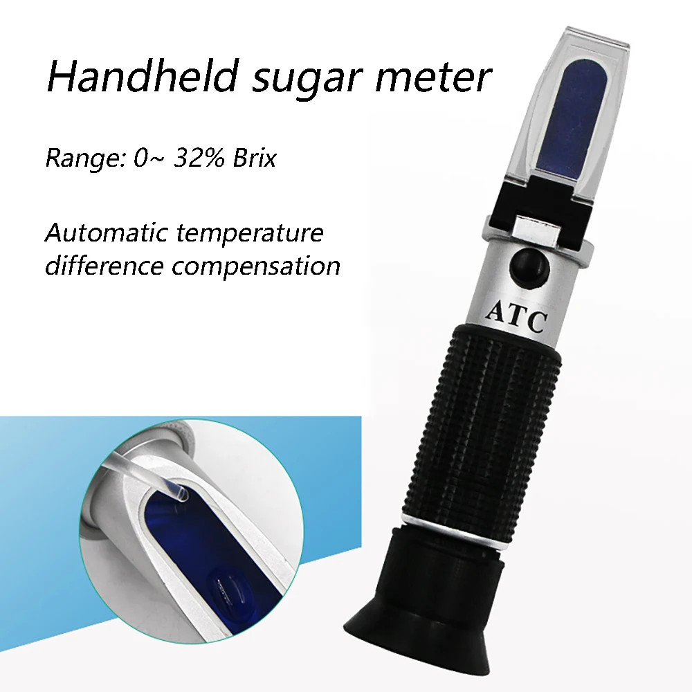 

0~32% Brix Handheld Sugar Level Refractometer Food Fruit Beverages Brix Content ATC Test Meter Concentration tester