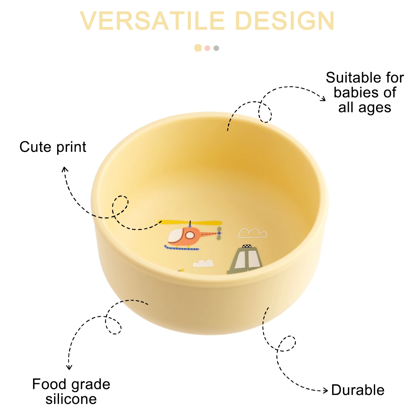 1PCS Baby Silicone Feeding Bowl Cartoon Pattern Baby Dishes Plate BPA Free Food Container Newborn Training Weaning Tableware 5