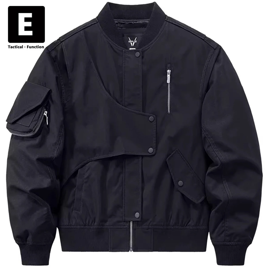 

Black Bomber Jackets Men Baseball Jacket Spring Autumn Pilot Coat Male Techwear Outdoor Outerwear Cargo Jacket