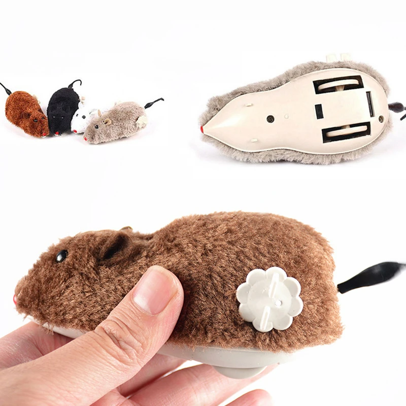Hot Creative Funny Clockwork Spring Power Plush Mouse Toy multi color Cat Dog Playing Toy Mechanical Motion Rat Pet Accessories