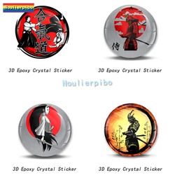 3D Stereo High Quality Epoxy Dome Car Sticker Japanese Samurai Sun Shi Blood Crow PVC Car Phone Laptop Trolley Case Vinyl Decal
