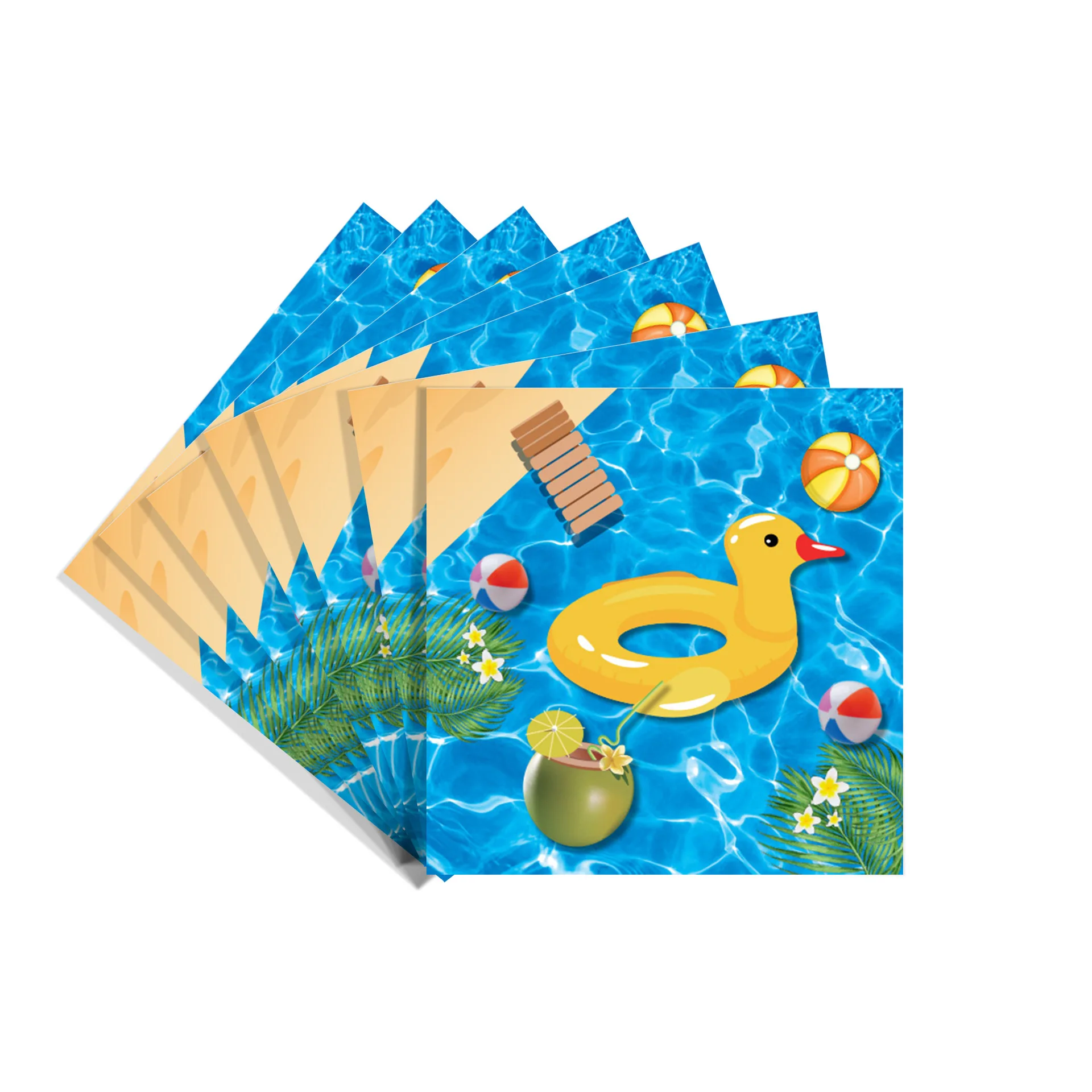 Summer Swimming Pool Theme Party Disposable Tableware Set Plates