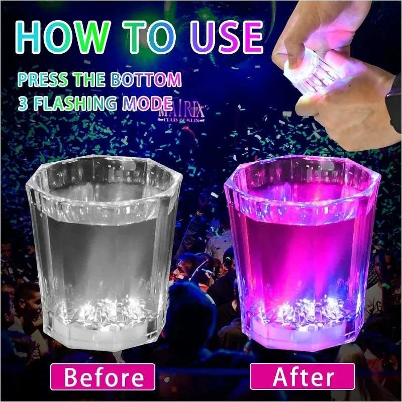6/12/24Pcs LED Glowing Glasses Cup Light Up Shot Cup LED Flash Drinking