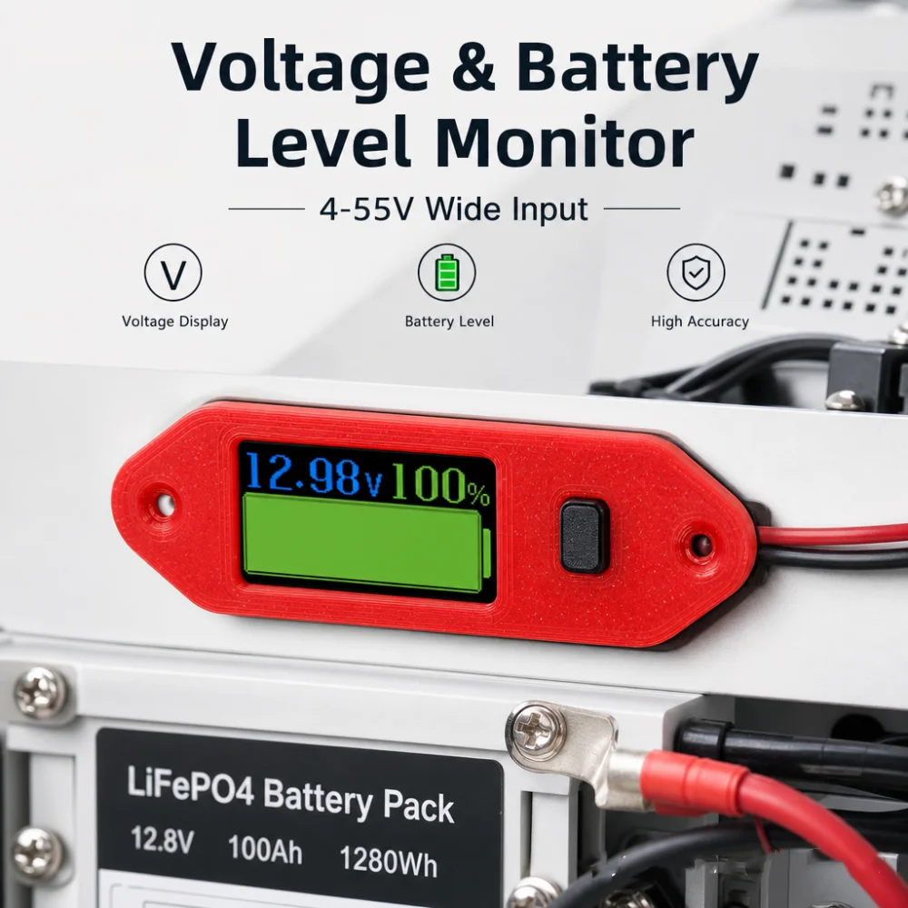 Compact 0.96 Screen Battery Level Indicator for Multi-Cell Lithium and Acidic Batteries