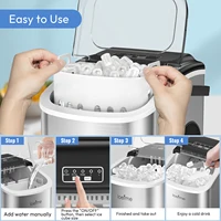 LOEFME Mini Machine à glaçons Portable entièrement automatique en forme de balle 12 kg/24 h 6 Minutes/9 pièces glaçons avec cuillère Machine à glace professionnelle 6