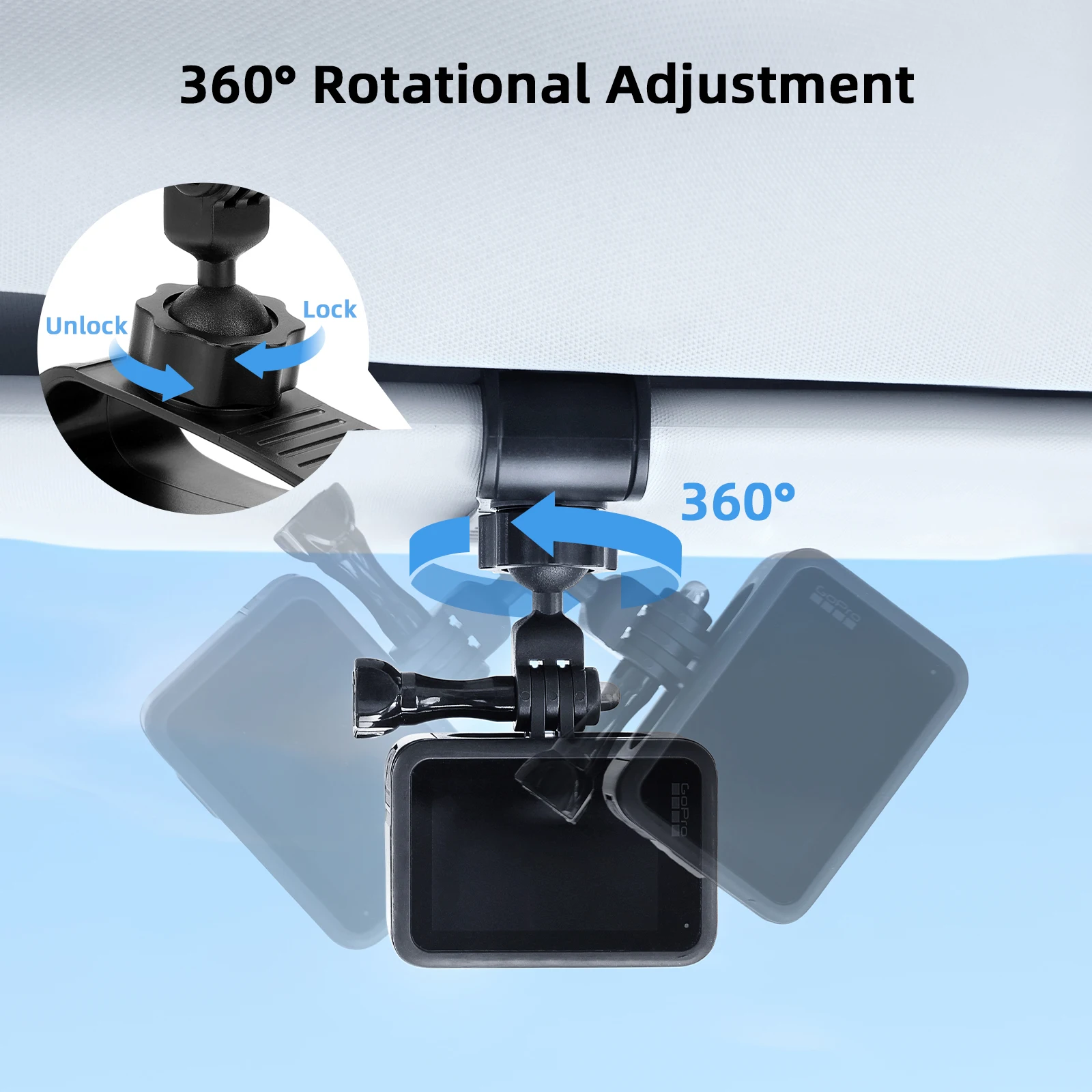 Insta360 액세서리 용 Vamson Insta360 X3 One X2 GoPro Hero 12 11 10 9 8 7 스마트 폰 액세서리 용 자동차 선 바이저 마운트