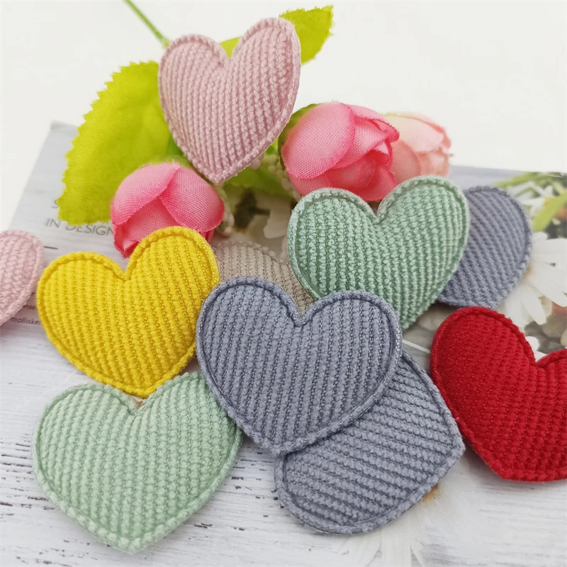 50Pcs 4.5*4CM Furry Felt Heart Padded Cloth Fabric Patches for Clothes Hats  Hairpin Ornament Accessories DIY Craft Embarrassment