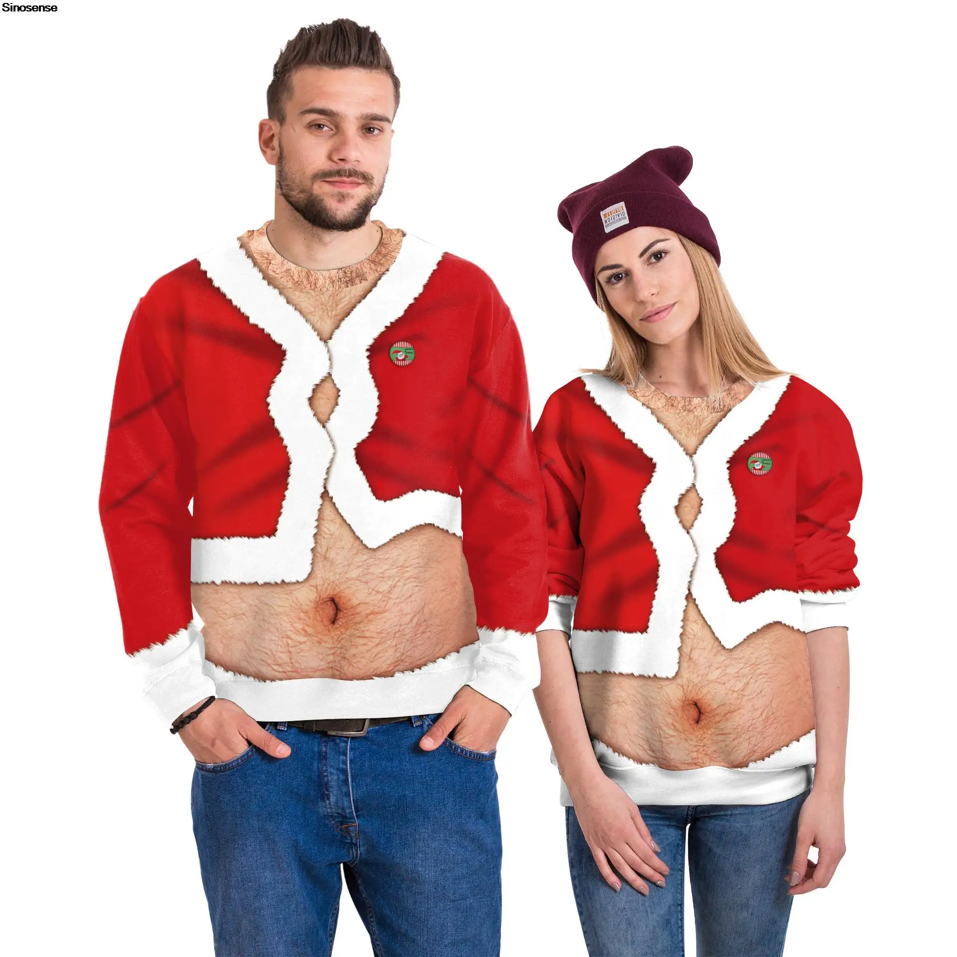

Men Women Autumn Winter Ugly Christmas Sweater Pullover New Year Eve Christmas Jumpers Tops 3D Funny Print Tacky Xmas Sweatshirt