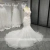 Ashley Carol Mermaid Wedding Dress 2023 Beading Crystal Appliques Spaghetti Straps Backless Long Train Wedding Gown Real photos 4