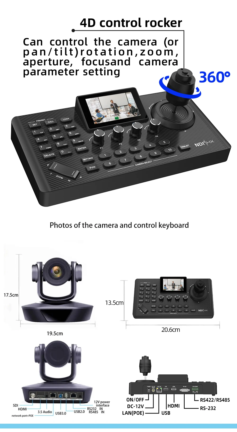 Video Conference Camera Kit 4K PTZ Camera 20X Zoom NDI SDI HDMI IP USB Church li