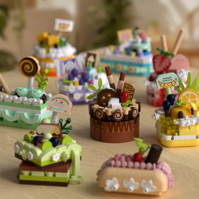 Cake Constructor Blocks Home Decoration Bouquet Food Candy Building Block Toy Assembly Toy Birthday Gift for Children Girl Adult 3