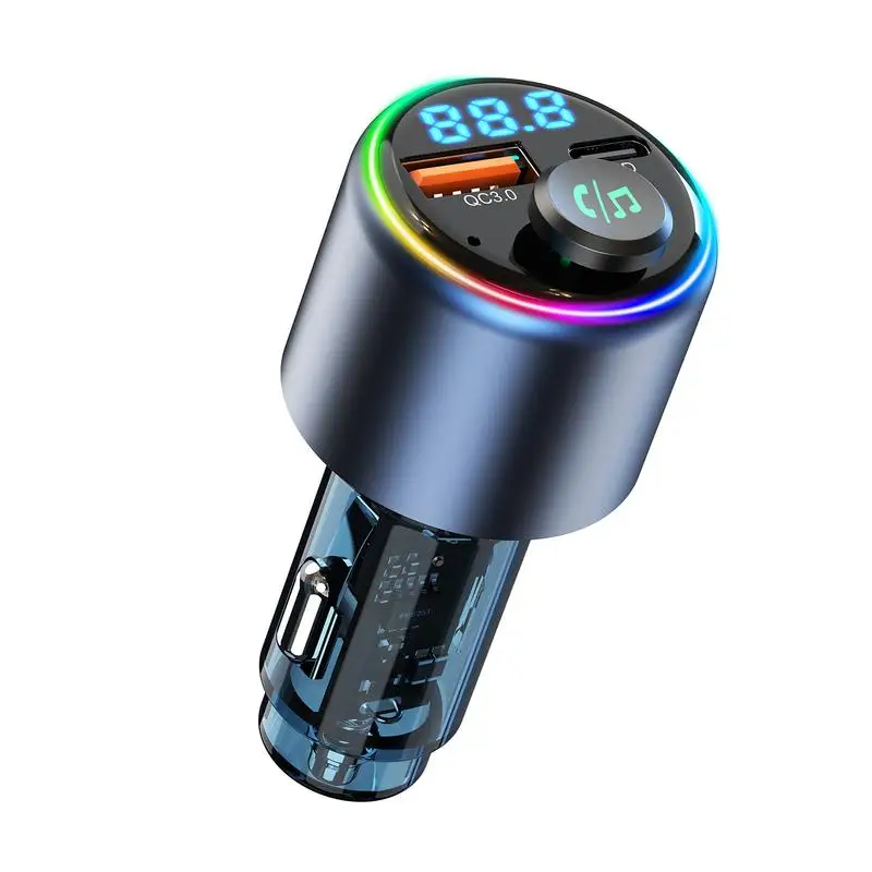 

Car Fast Charger LED Light Car Charge Adapter FM Transmitter MP3 Music Player Wireless FM Car Kit Hands-Free Calling Hi-Fi Music