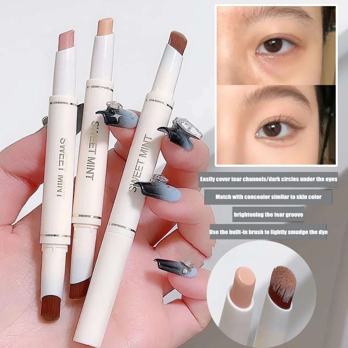 Silk Concealer Pen Brush Moisturizing Full Coverage Acne Dark Circles Contour Cream Lip Concealer Cover Stick Makeup color concealer concealer cream face concealer face concealer pen contour pen