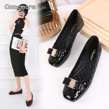 Comemore Comfortable Ballet Flats 2023 Women's Loafers Leather Moccasins Summer Footwear Elegant Red Slip-on Shoes for Women 42 1