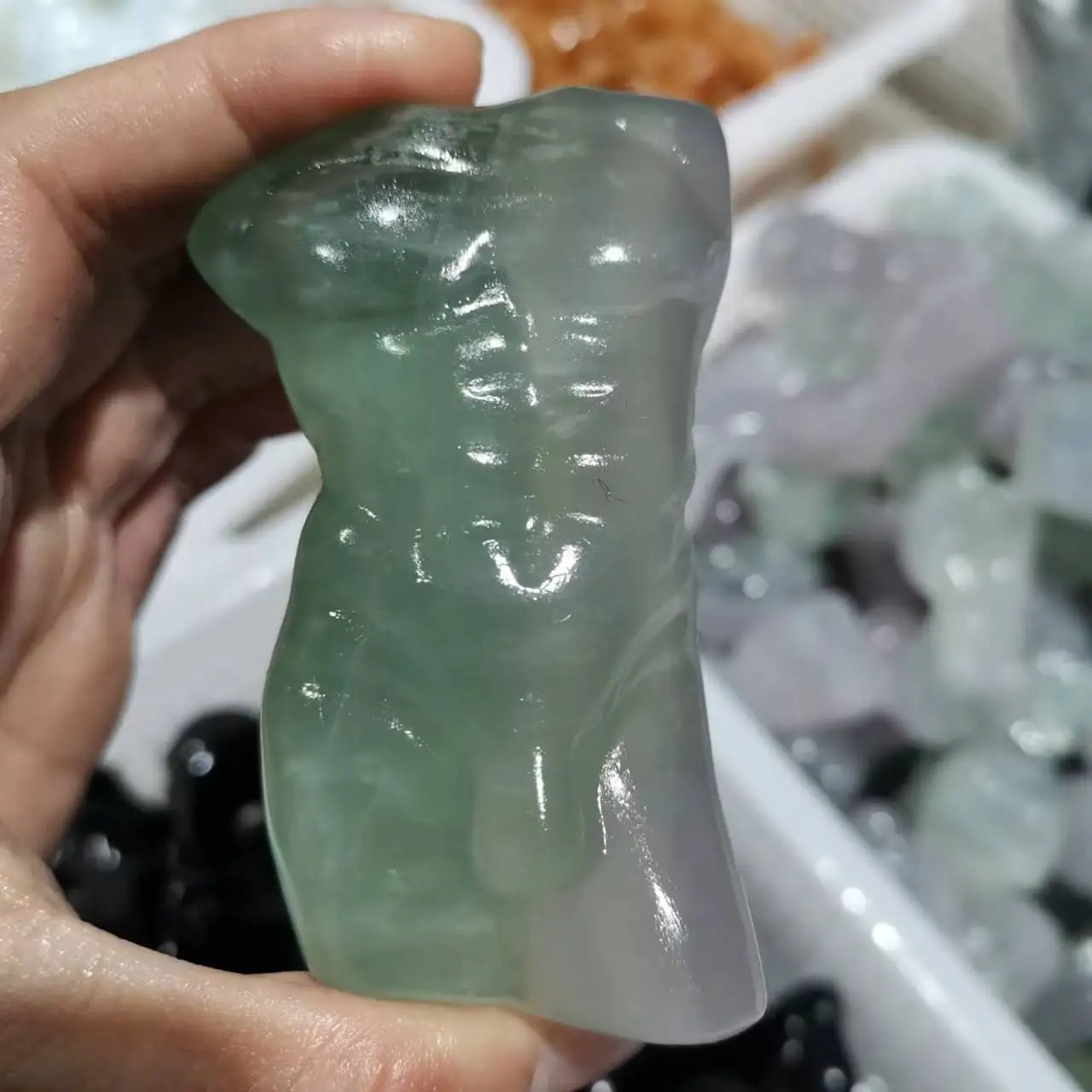 

Natural Crystal Model Statue Pastel Fluorite male Body Carved Crafts Figurine Home Ornament