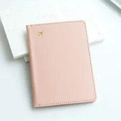 Sleek Faux Leather RFID-Blocking Passport Wallet & Vaccine Card Holder (Pink)