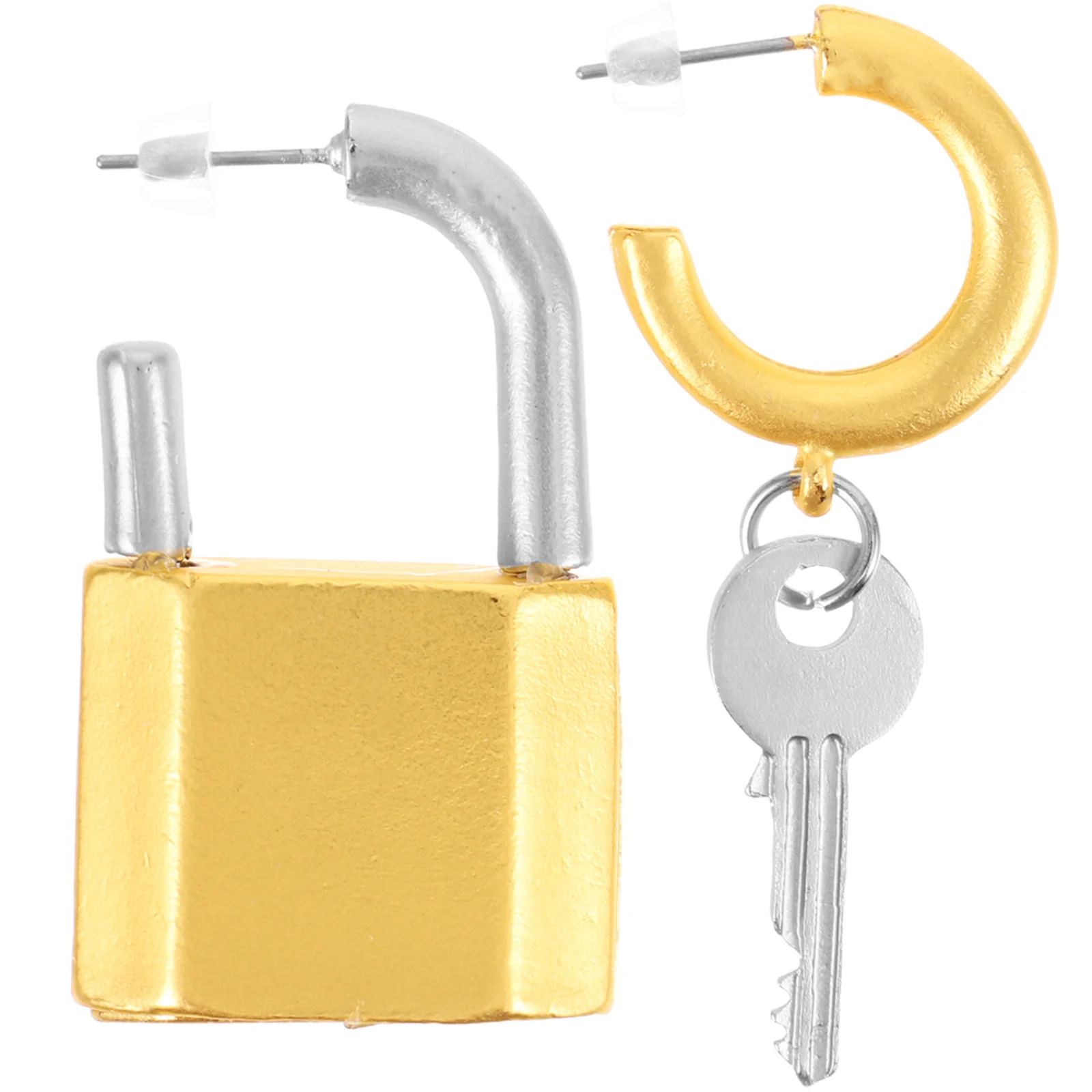 

Vintage Decor Key Lock Earrings and Personality Decorative Asymmetrical for Women Miss