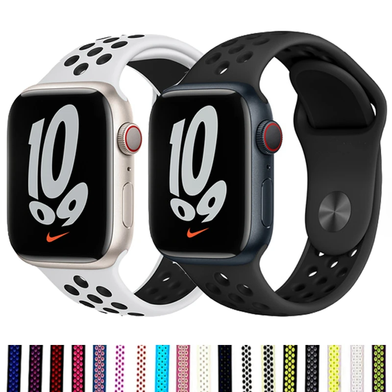Ремешок силиконовый для Apple Watch band 45 мм 44 41 42 40 38 спортивный браслет часов iWatch Series 7 6