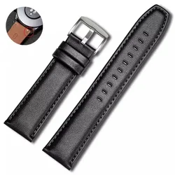 High-Quality Genuine Leather Watchband Strap - Premium Wrist Belt Bracelet for 20mm (Black)
