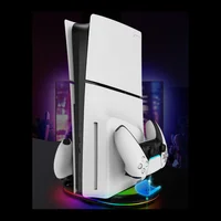 PS5pro, PS5slim Game console Optical drive digital upright stand base with lights P5 dual controller seat charger headset mount - Image 3