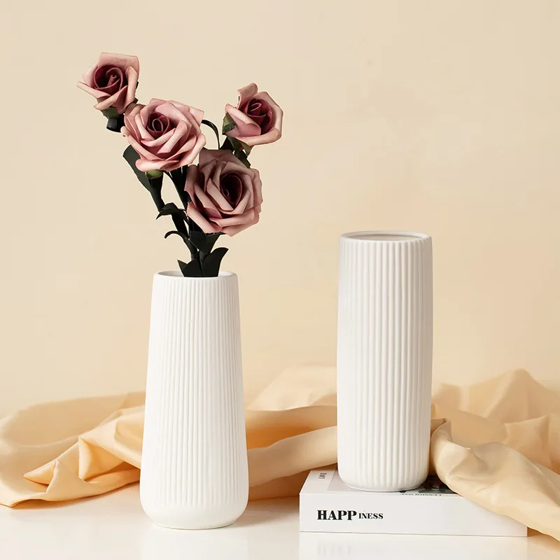 

Ceramic Vase Creative Home Living Room White Hydroponic Flower Pot Dried Flower Inserting Flower Decoration Ornaments