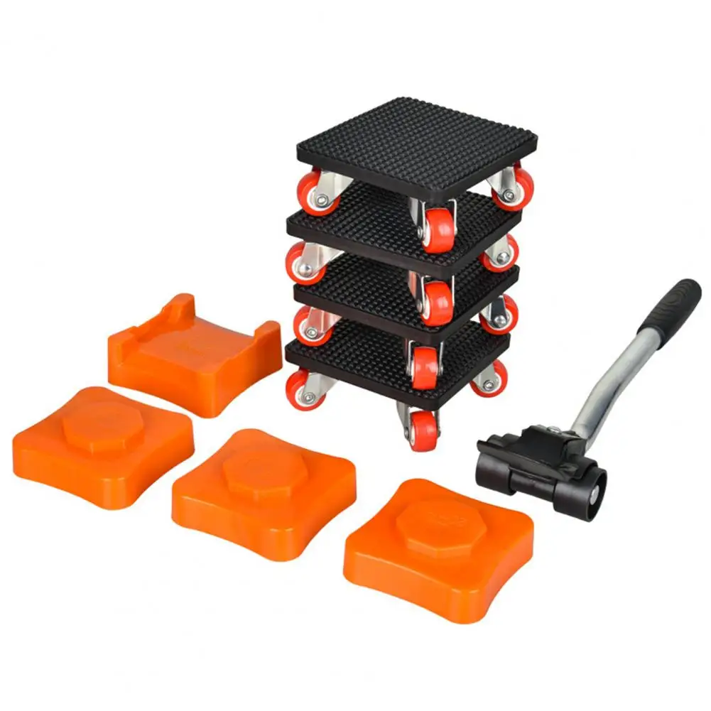 Set per lo spostamento dei mobili, strumento facile per il trasporto dei mobili, set di attrezzi per il sollevamento e lo spostamento dei mobili con barra di sollevamento e blocco di rialzo, resistente. - immagine 2