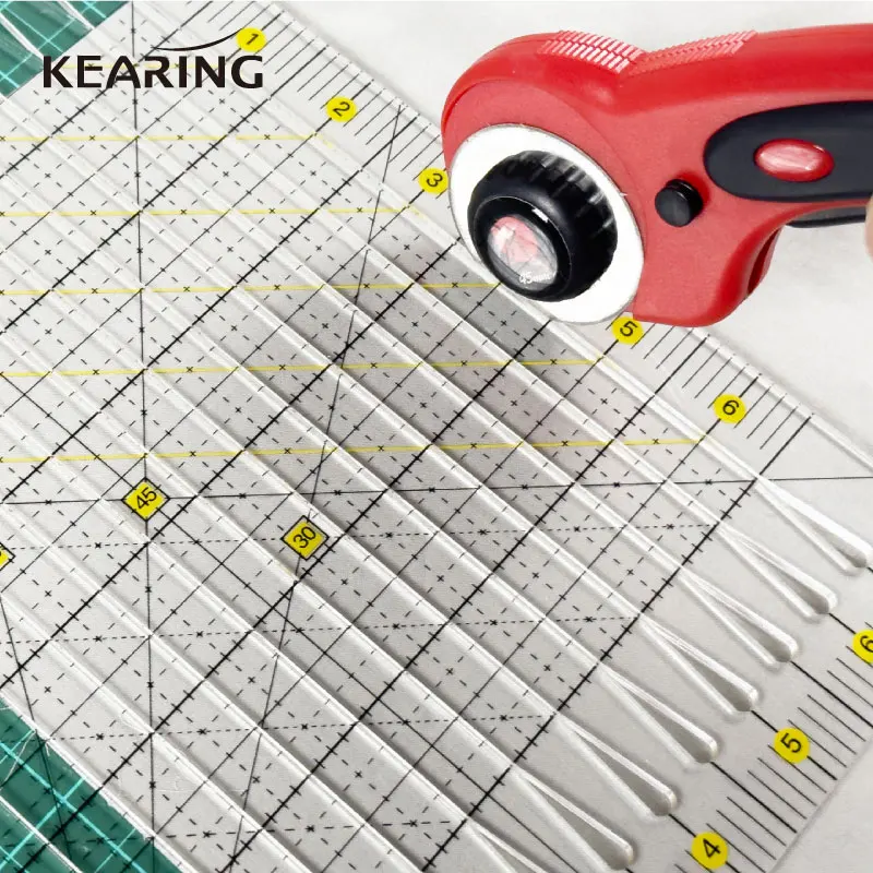 Kearing Cutting Ruler With Slotted Cut-out Lines Acrylic Patchwork Quilting  Ruler For Fabric Cutting Sewiing Measure Templates