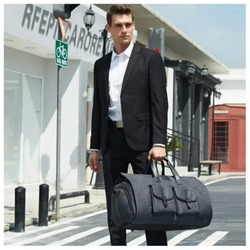 Portable Clothes Foldable Dust-Proof Suit Bag Travel Duffel Bag with Shoes Compartment for Gowns Coats Shirts and Dresses