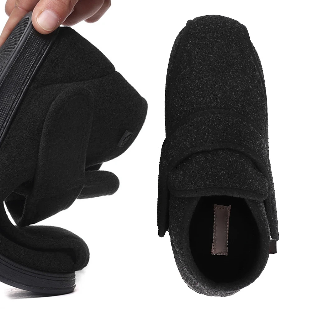 Diabetic Slippers Diabetic Thumb Eversion Deformation Postoperative Care Adjustable Fat Feet Flat Shoes Memory Foam Soles Black 5