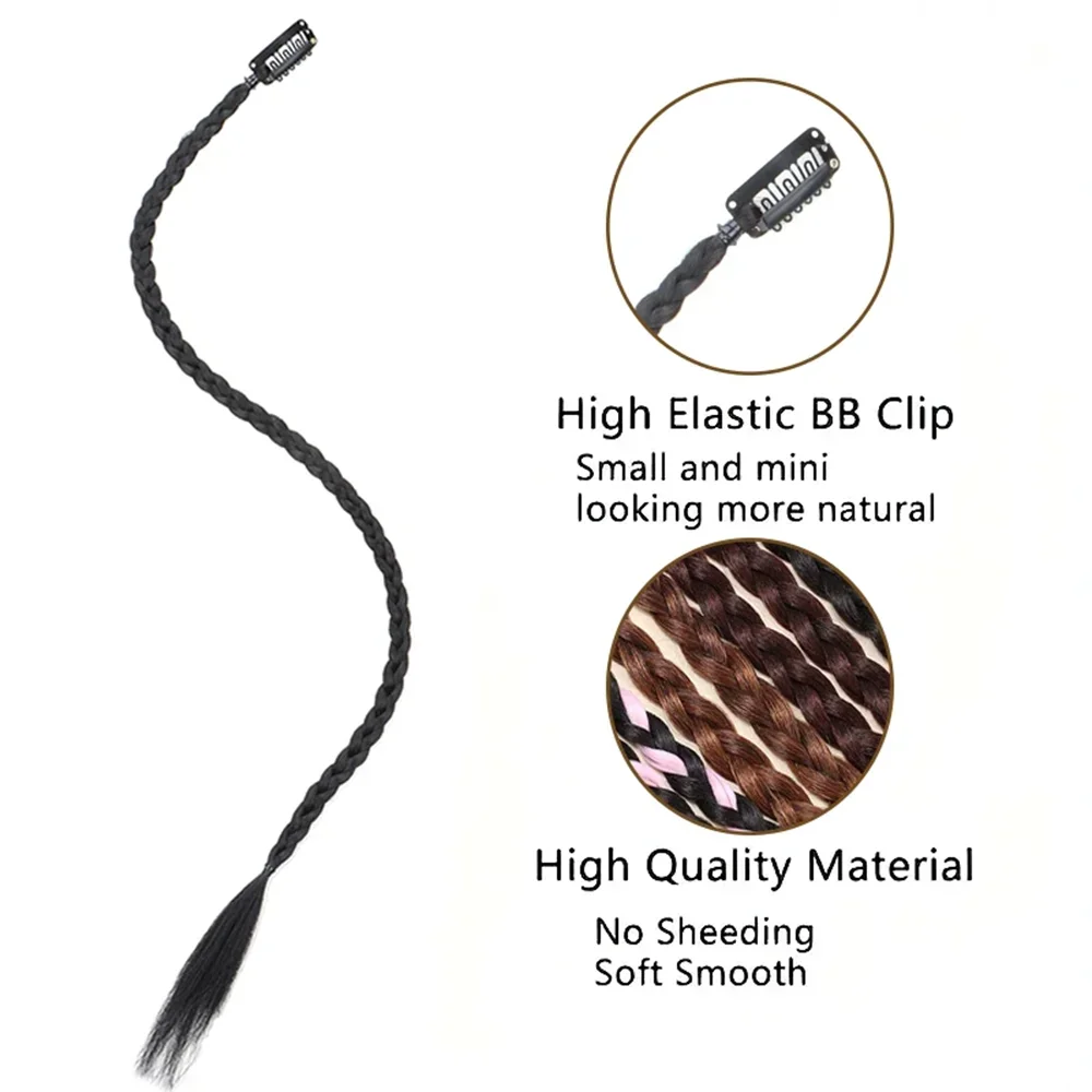 Synthetic Long Box Braid Extension Clip-In Ponytail Hairpieces Versatile Styling for All Hair Types Party-Ready Hair Accessories