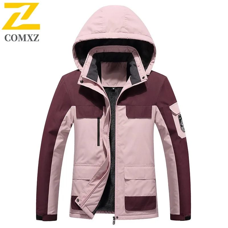 COMXZ Brand Hooded Men Jacket Fashion Hiking Travel Cold Resistant Coat Outdoor Multi Functional Windproof Winter Zipper Coats