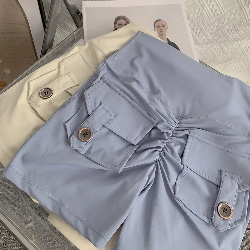 Nude High Waist Peach Butt Quick-Dry Yoga & Gym Shorts with Pocket