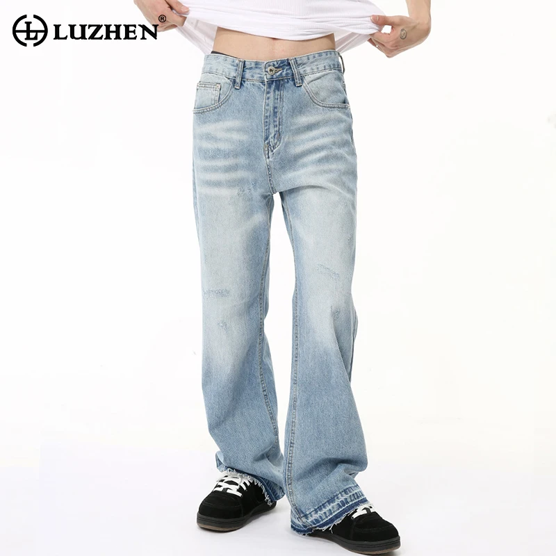 

LUZHEN Niche Design Fashion Retro Handsome Washed Jeans 2024 Stylish Street High Quality Men's Denim Pants Free Shipping LZ4393