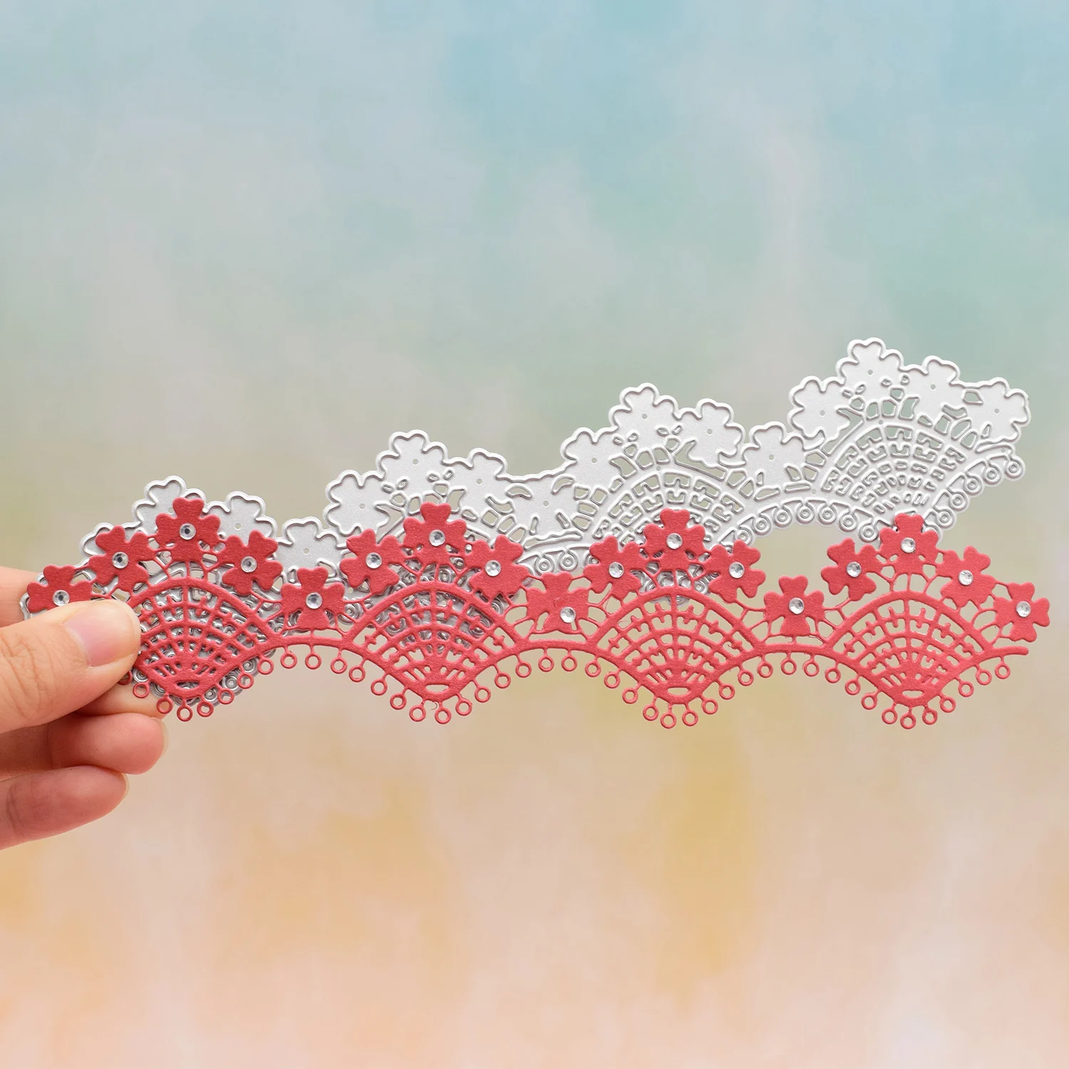 

Lace Flowers Edge Stencil Dies Background Metal Cutting Dies for DIY Scrapbooking Album Paper Card Making Craft