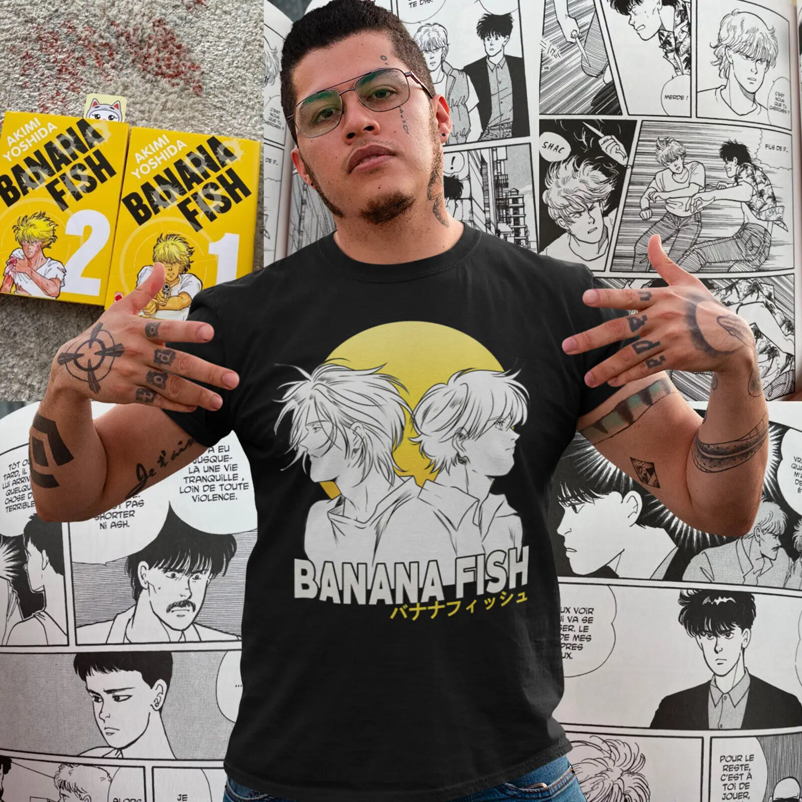 Banana Fish,Eiji Okumura,Ash Lynx, T-Shirt Unisex, Camicia Lynx, Camicia Okumura Maniche Lunghe