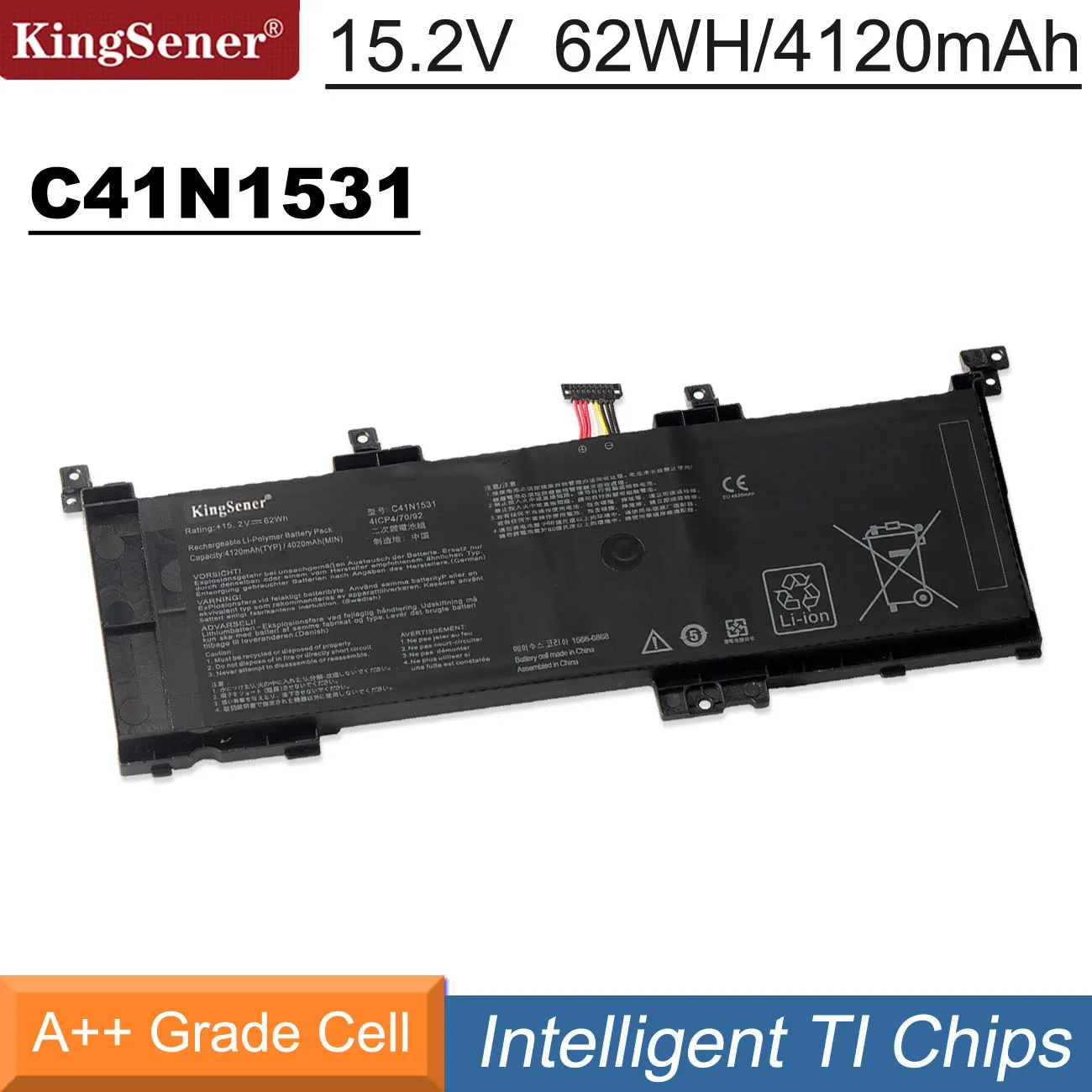 Bateria para Asus Rog Strix Gl502vsk Gl502vs Gl502vy Gl502vy-ds71 Gl502vy-ds74 Gl502vs1a Rdg 15.2v 62wh Kingsener-c41n1531