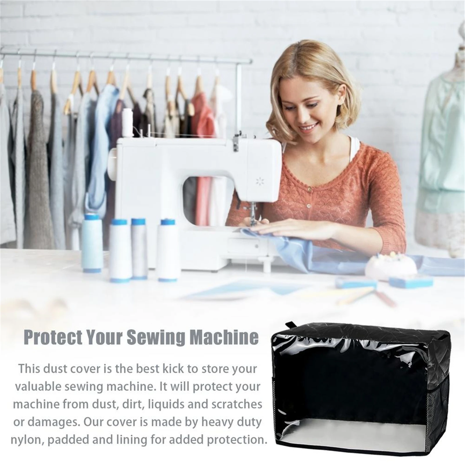 Sewing Machine Cover with Accessories Pockets for Singer Brother Janome  Most Standard Machines Waterproof Protective Dust Cover - AliExpress