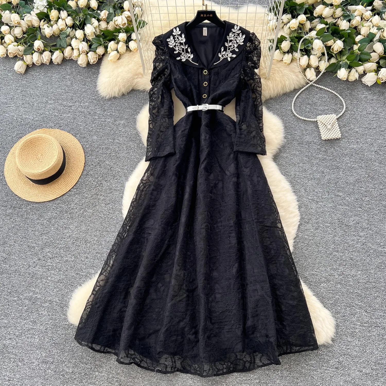 chinese dress ladies Elegant Office Lady Long Maxi Dress Robe Autumn African Long main image 1