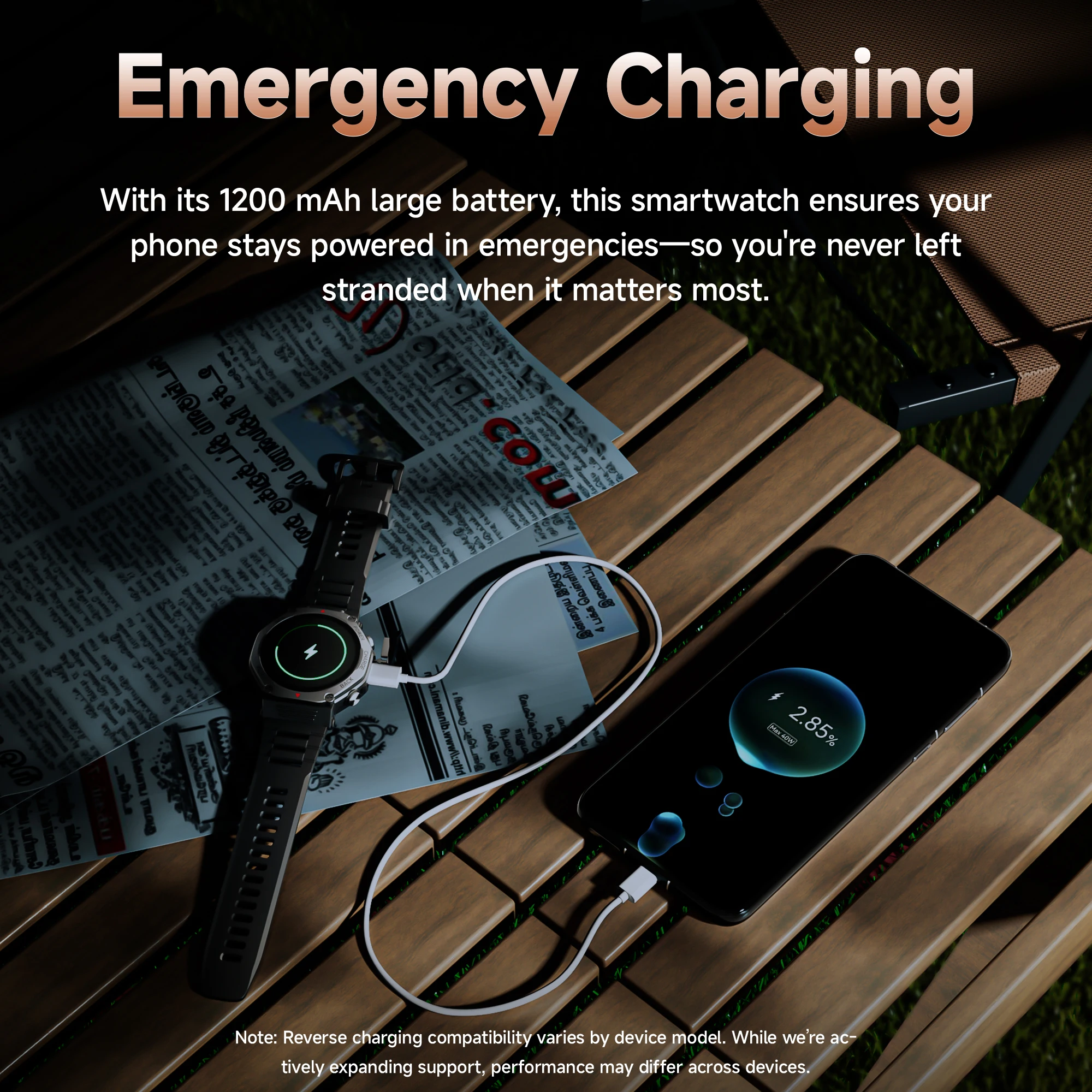 NEW Military GPS Smartwatch Android/IOS with 1.39''Screen 1200mAh Big Battery Bluetooth LED Light Wireless Call for Camping Man 3