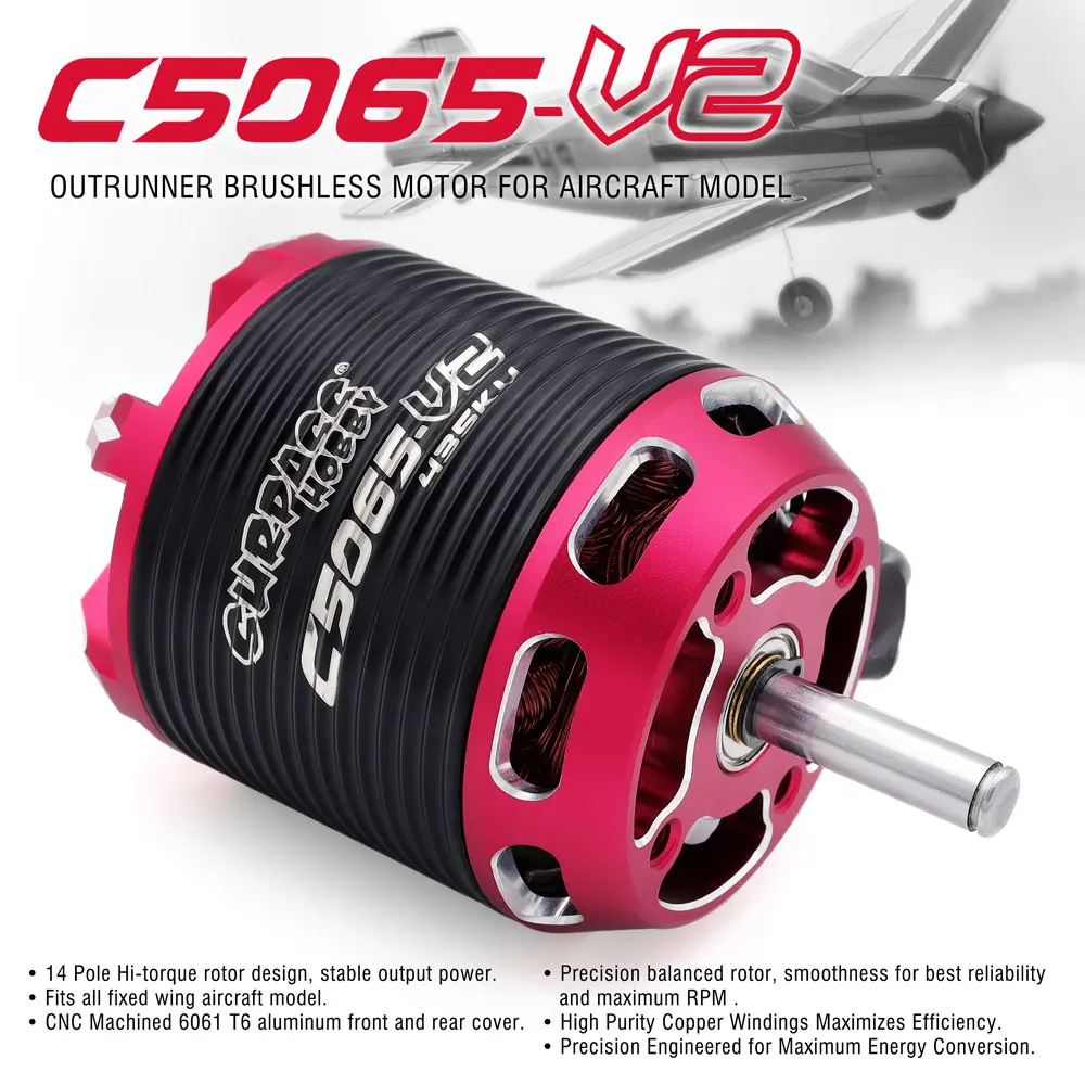Vue de côté du moteur Brushless C5055 760KV 80A, avec détails des pales et du rotor.