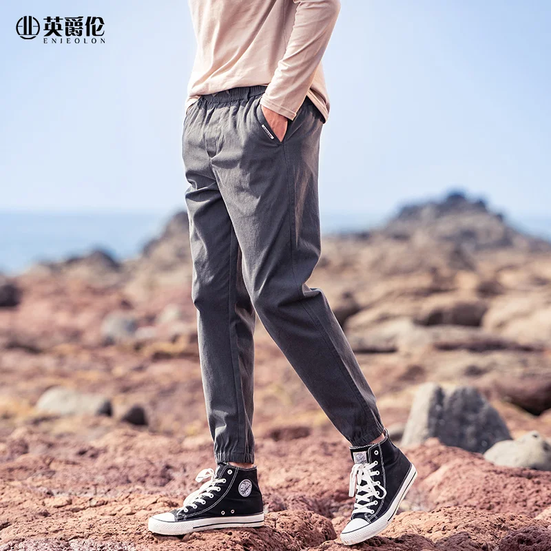 

Yingjuelun Autumn/Winter Plush Thickened Solid Color Casual Drawstring Tie Feet Pants Men's Fashion