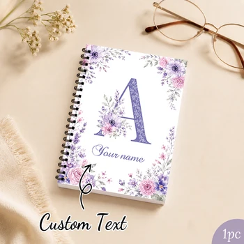 1 pezzo, quaderno personalizzato con 26 lettere, nome personalizzabile, 50 pagine, adatto per viaggi e diario, quaderno/diario/quaderno a spirale.