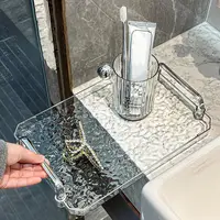 Water Ripple Luxurious Storage Tray Household Transparent Tea Cup Tray with Handle Decorative Bathroom Tray Living Room 2