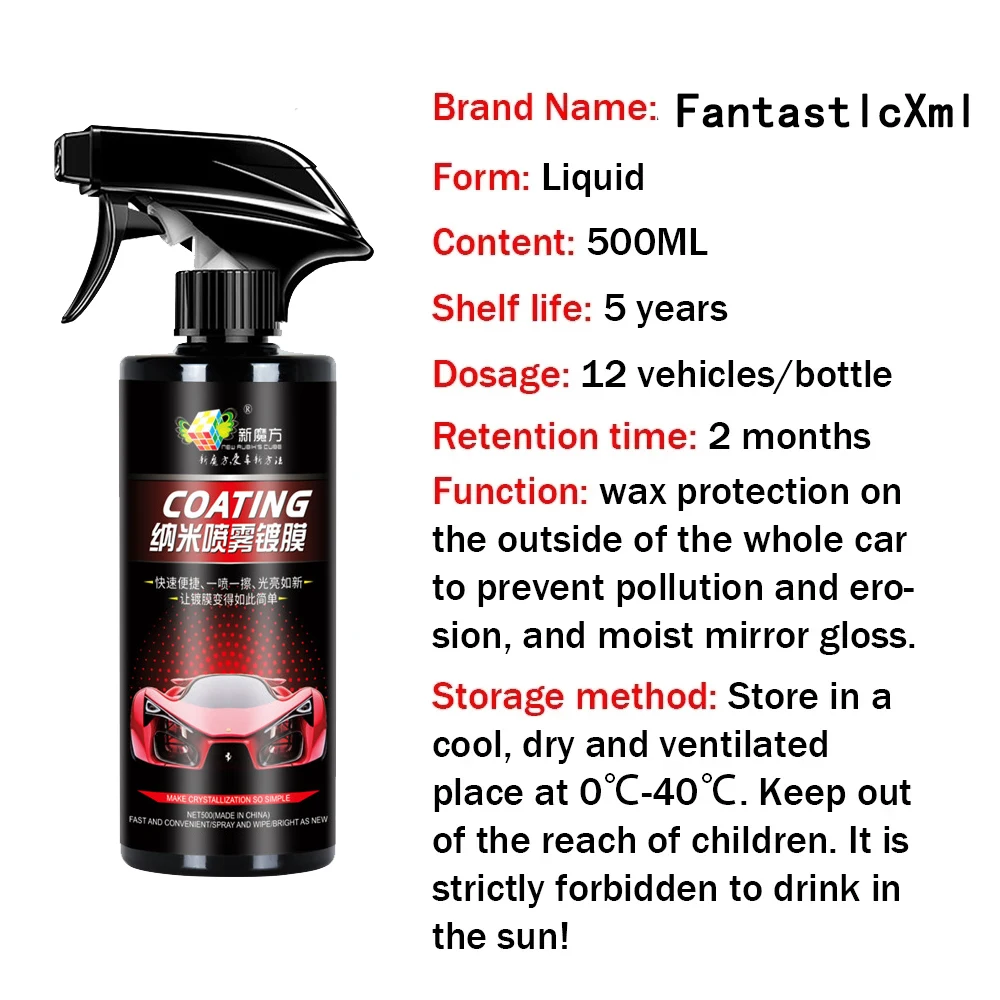 500ML Car 9H Ceramic Coating Nano Glass Plated Crystal Liquid Hydrophobic Coating Waterproof Polishing Agent Paint 9H Hardness