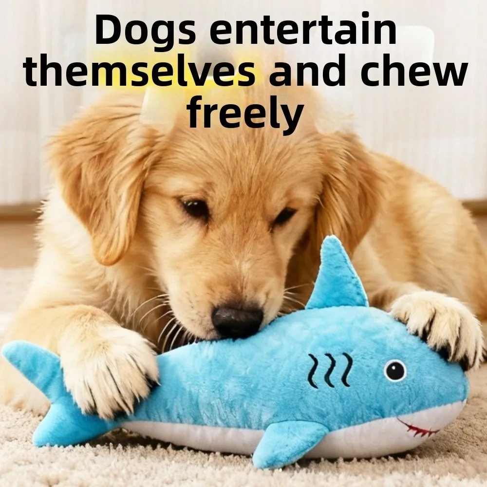 Simulated Shark Squeaky Dog Toy Bite-resistant Cartoon Sound-making Plush Toy Portable Soft Cleaning Tooth Chew Toy