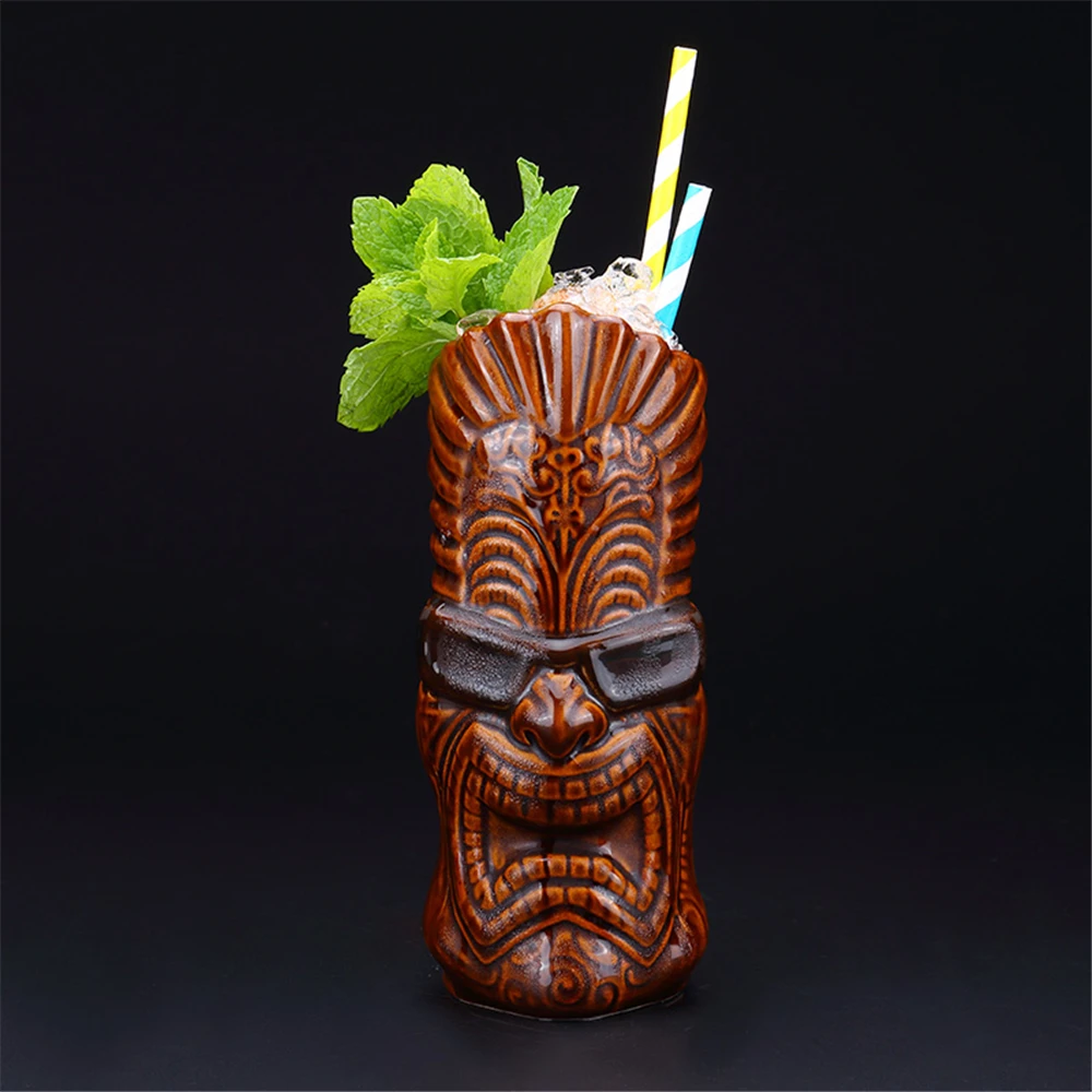 

550ml Hawaii Tiki Mugs Cocktail Cup Beer Beverage Mug Wine Mug Ceramic Easter Islander Tiki Mugs Bar Tool