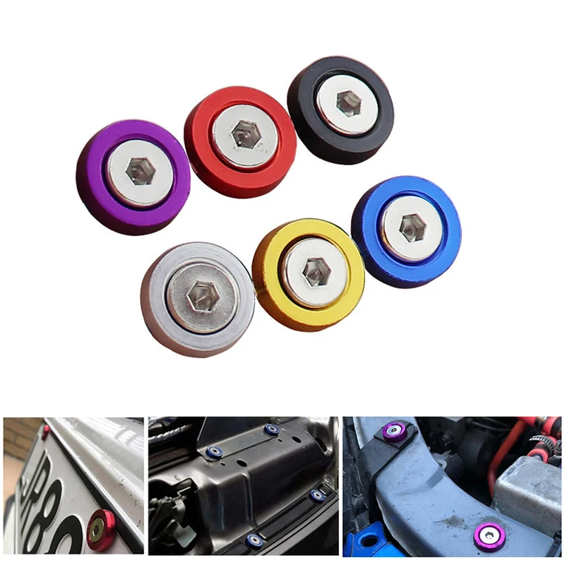 Universally 10pcs Car Modified Hex Fasteners Fender Washer Bumper Engine Concave Screws Aluminum Fender Washers and M6 Bolt
