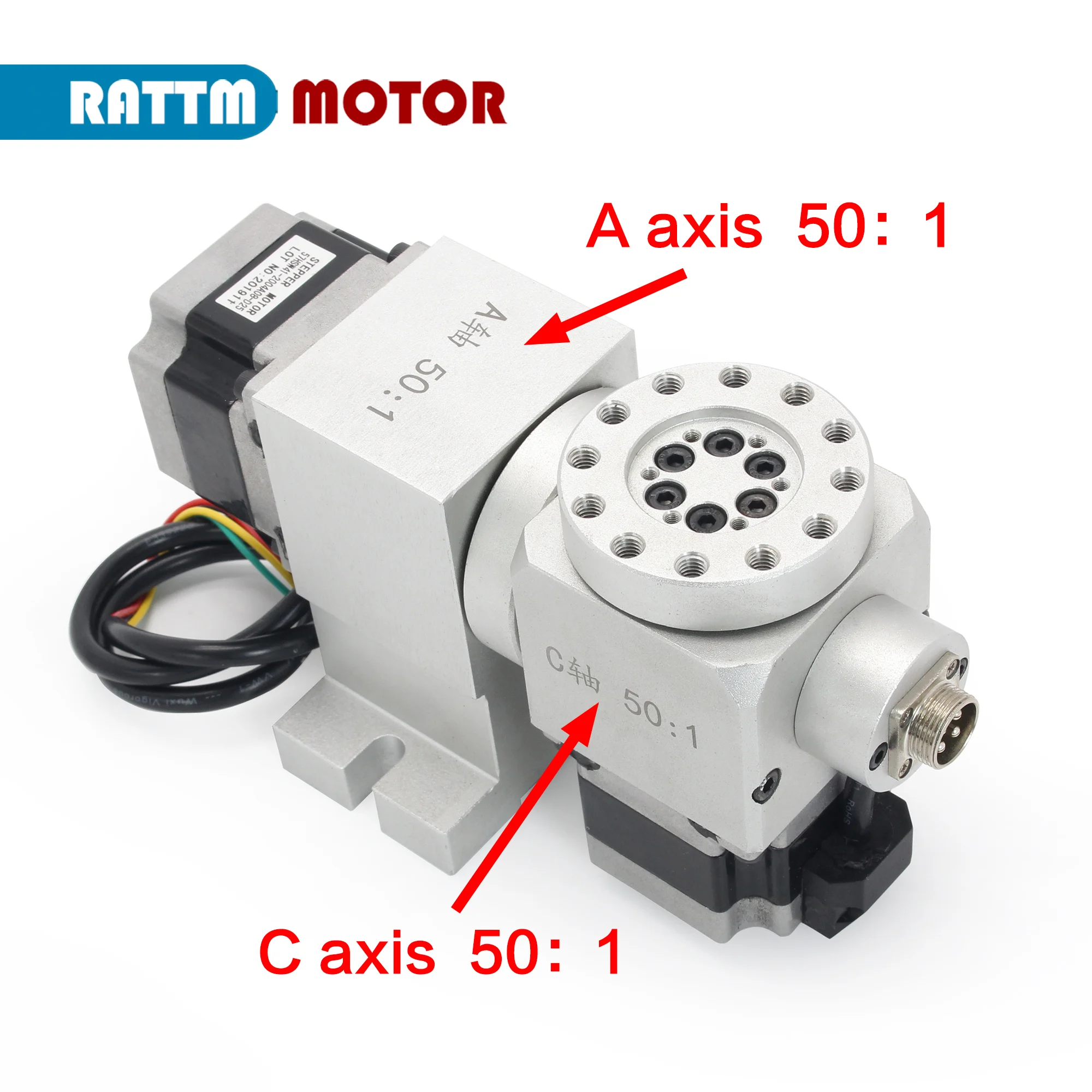 CNC Part 4th Forth 5th Fifth A B Rotary axis Harmonic drive reducer dividing head ratio 50:1 + Nema 23 stepper motor |